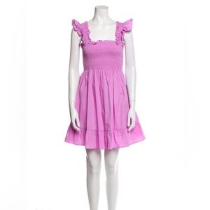 Rare nap dress smocked pink purple orchid ruffle mini small (S) by Hill House